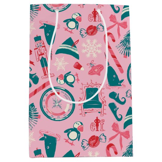 小妖精や小人休日の枠アイコンのパターン ミディアムペーパーバッグ (正面)