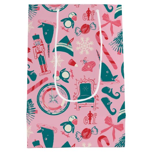 小妖精や小人休日の枠アイコンのパターン ミディアムペーパーバッグ (裏面)