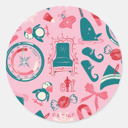 小妖精や小人休日の枠アイコンのパターン ラウンドシール (正面)