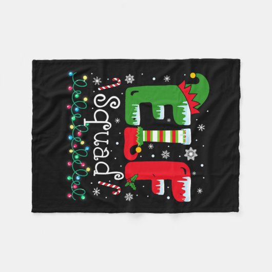 小妖精や小人分隊おもしろい小妖精や小人ファミリークリスマスマッチングパハ フリースブランケット (正面(横))