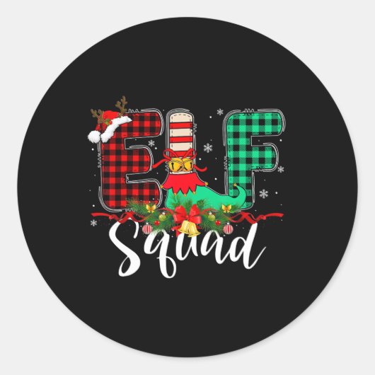 小妖精や小人分隊クリスマスファミリーグループマッチングサンタxm ラウンドシール (正面)