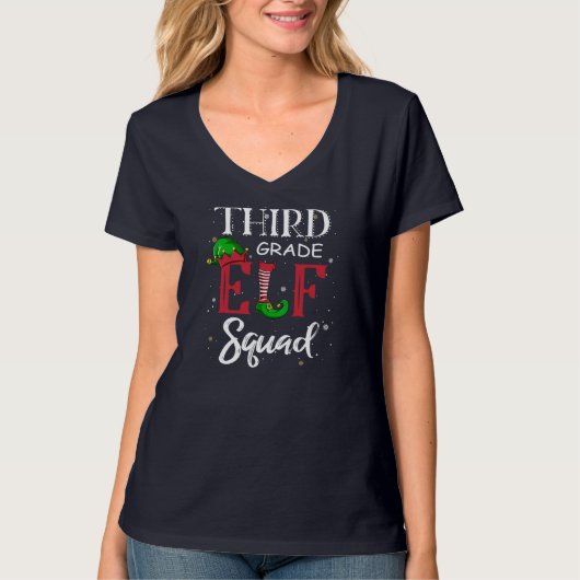 小妖精や小人分隊3年生クリスマス先生トップ Tシャツ (正面)