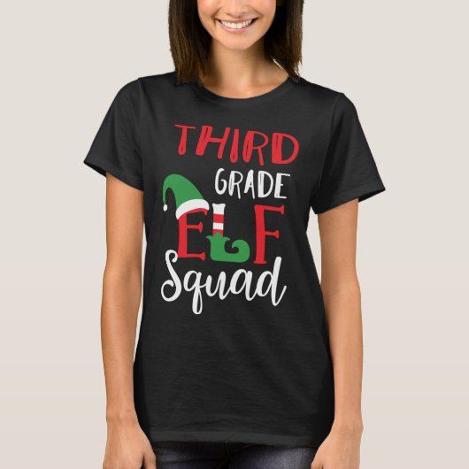 小妖精や小人分隊3年生クリスマス先生トップ Tシャツ (正面)