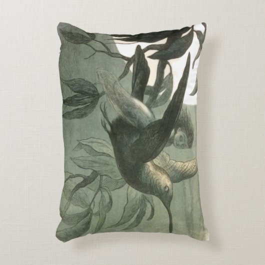 小妖精や小人妖精小人ムーンナイトシーン飛んでいるバード アクセントクッション (正面(垂直))