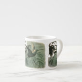 小妖精や小人妖精小人ムーンナイトシーン飛んでいるバード エスプレッソカップ (正面右)