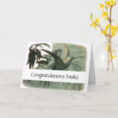 小妖精や小人妖精小人ムーンナイトシーン飛んでいるバード カード (黄色い花)