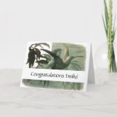 小妖精や小人妖精小人ムーンナイトシーン飛んでいるバード カード (正面)