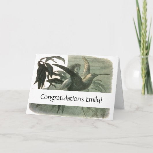 小妖精や小人妖精小人ムーンナイトシーン飛んでいるバード カード (正面)