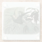 小妖精や小人妖精小人ムーンナイトシーン飛んでいるバード ガラスコースター (裏面)