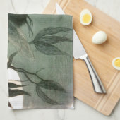 小妖精や小人妖精小人ムーンナイトシーン飛んでいるバード キッチンタオル (四つ折り)