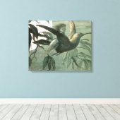 小妖精や小人妖精小人ムーンナイトシーン飛んでいるバード キャンバスプリント (インサイチュ (ウッドフロア))