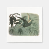 小妖精や小人妖精小人ムーンナイトシーン飛んでいるバード スタンダードカクテルナプキン (正面)