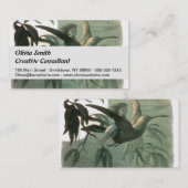 小妖精や小人妖精小人ムーンナイトシーン飛んでいるバード 名刺 (正面/裏面)