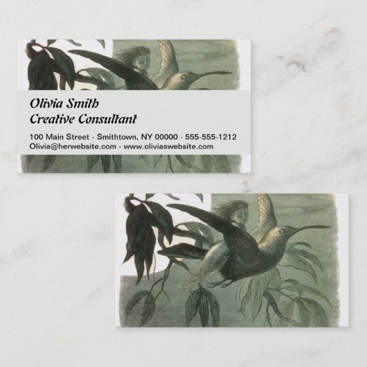 小妖精や小人妖精小人ムーンナイトシーン飛んでいるバード 名刺 (正面/裏面)