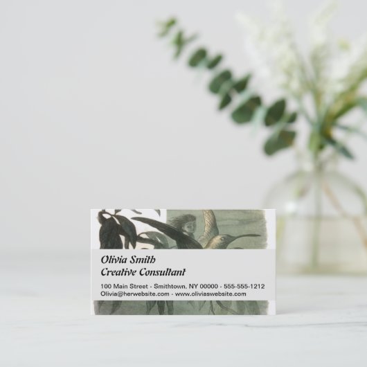 小妖精や小人妖精小人ムーンナイトシーン飛んでいるバード 名刺 (スタンド正面)