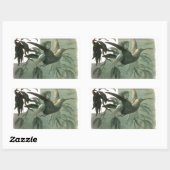 小妖精や小人妖精小人ムーンナイトシーン飛んでいるバード 長方形シール (シート)