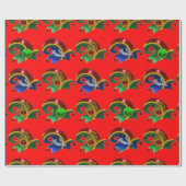 小妖精や小人帽子,シャムロック,ダイヤモンドの羽,赤 ラッピングペーパー (フラット)