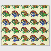 小妖精や小人帽子,シャムロック,ダイヤモンドの羽,金ゴールド宝石 ラッピングペーパー (フラット)