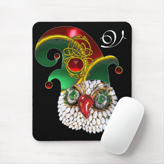 小妖精や小人帽子・金ゴールド宝石及びケルト結び目模様、宝石モノグラム マウスパッド (マウス)