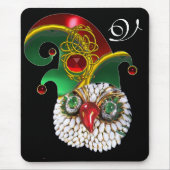 小妖精や小人帽子・金ゴールド宝石及びケルト結び目模様、宝石モノグラム マウスパッド (正面)