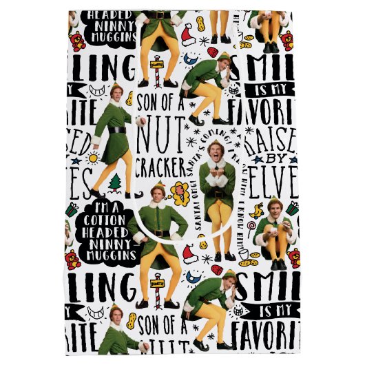 小妖精や小人引用文パターン ミディアムペーパーバッグ (裏面)