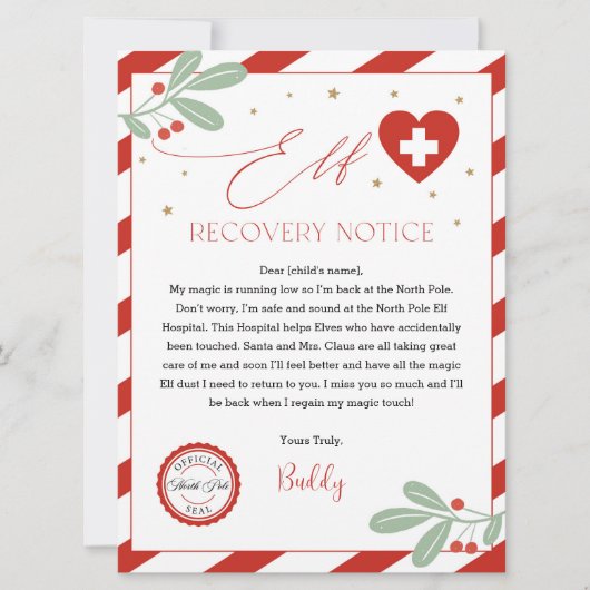 小妖精や小人復旧通知、小妖精や小人病院、小妖精や小人病状メモ 招待状 (正面)