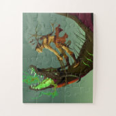 小妖精や小人戦士ドラゴンと戦う ジグソーパズル (縦)