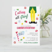 小妖精や小人映画キッズウィンター誕生日 招待状 (スタンド正面)