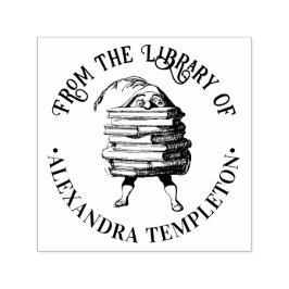 小妖精や小人格言運の巨大なブックスタックライブラリ名 セルフインキングスタンプ