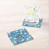 小妖精や小人漫画のパターン スクエアペーパーコースター (インサイチュ)