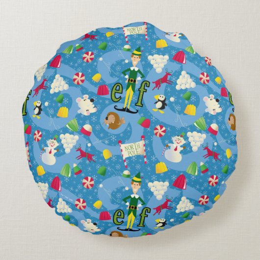 小妖精や小人漫画のパターン ラウンドクッション (裏面)