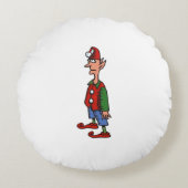 小妖精や小人立って注目に立つ緑のポリ枕 ラウンドクッション (正面)