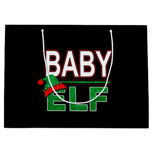 小妖精や小人系 |ベビー小妖精や小人クリスマスホリデー#TeamElf ラージペーパーバッグ (正面)