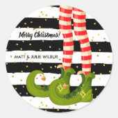 小妖精や小人脚オン白黒ストライプSMALL ラウンドシール (正面)