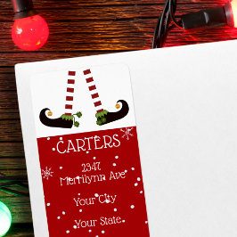 小妖精や小人脚、変更が可能な赤い背景差出人住所 ラベル