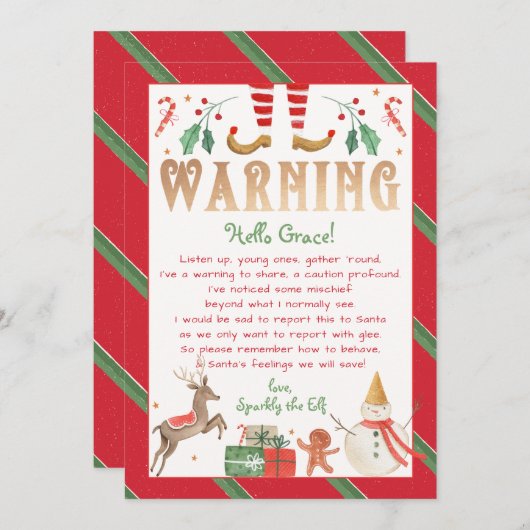 小妖精や小人警告行動の小妖精や小人に対す警告る通知 招待状 (正面/裏面)