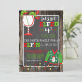 小妖精や小人醜いセーターカクテルクリスマスパーティー招待状 招待状 (スタンド正面)