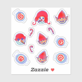 小妖精や小人雪だるまペパーミントキャンディクリスマス シール