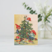 小妖精や小人飾のクリスマスツリー シーズンポストカード (スタンド正面)