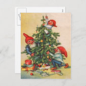 小妖精や小人飾のクリスマスツリー シーズンポストカード (正面/裏面)
