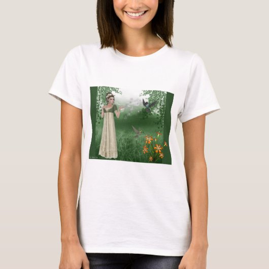 小妖精や小人魔法とハミングバード Tシャツ (正面)
