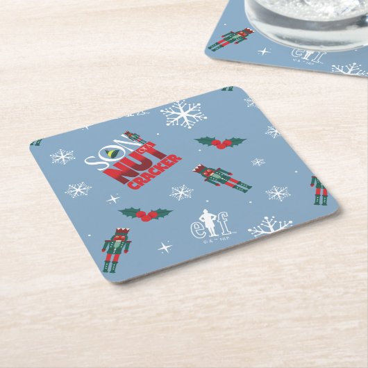 小妖精や小人「くるみ割りの子」冬のパターン スクエアペーパーコースター (アングル)