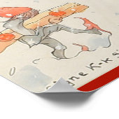 小妖精や小人、クリスマスプレゼントと女の子、ヴィンテージ ポスター (角)