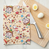 小妖精や小人 |クリスマス応援パターン キッチンタオル (四つ折り)