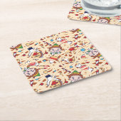 小妖精や小人 |クリスマス応援パターン スクエアペーパーコースター (アングル)