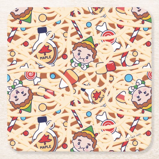 小妖精や小人 |クリスマス応援パターン スクエアペーパーコースター (正面)