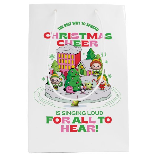 小妖精や小人 |クリスマス最高のを広める方法 ミディアムペーパーバッグ (正面)