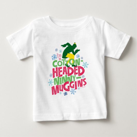 小妖精や小人 コットンの頭付きNinny-Muggins ベビーTシャツ (正面)