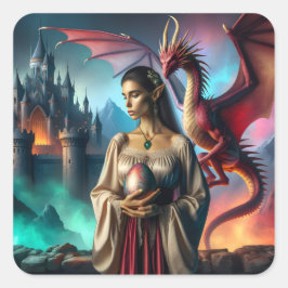 小妖精や小人(ドラゴンエッグ) スクエアシール