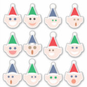 小妖精や小人(小人)顔おもしろいマンガホリデークリスマス シール (正面)